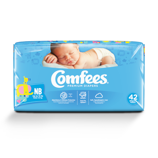 Diaper Newborn Unisex Comfees® Size 0 Disposable Moderate Absorbency (42/BG 4BG/CS) by Domtar  ID CMF-N